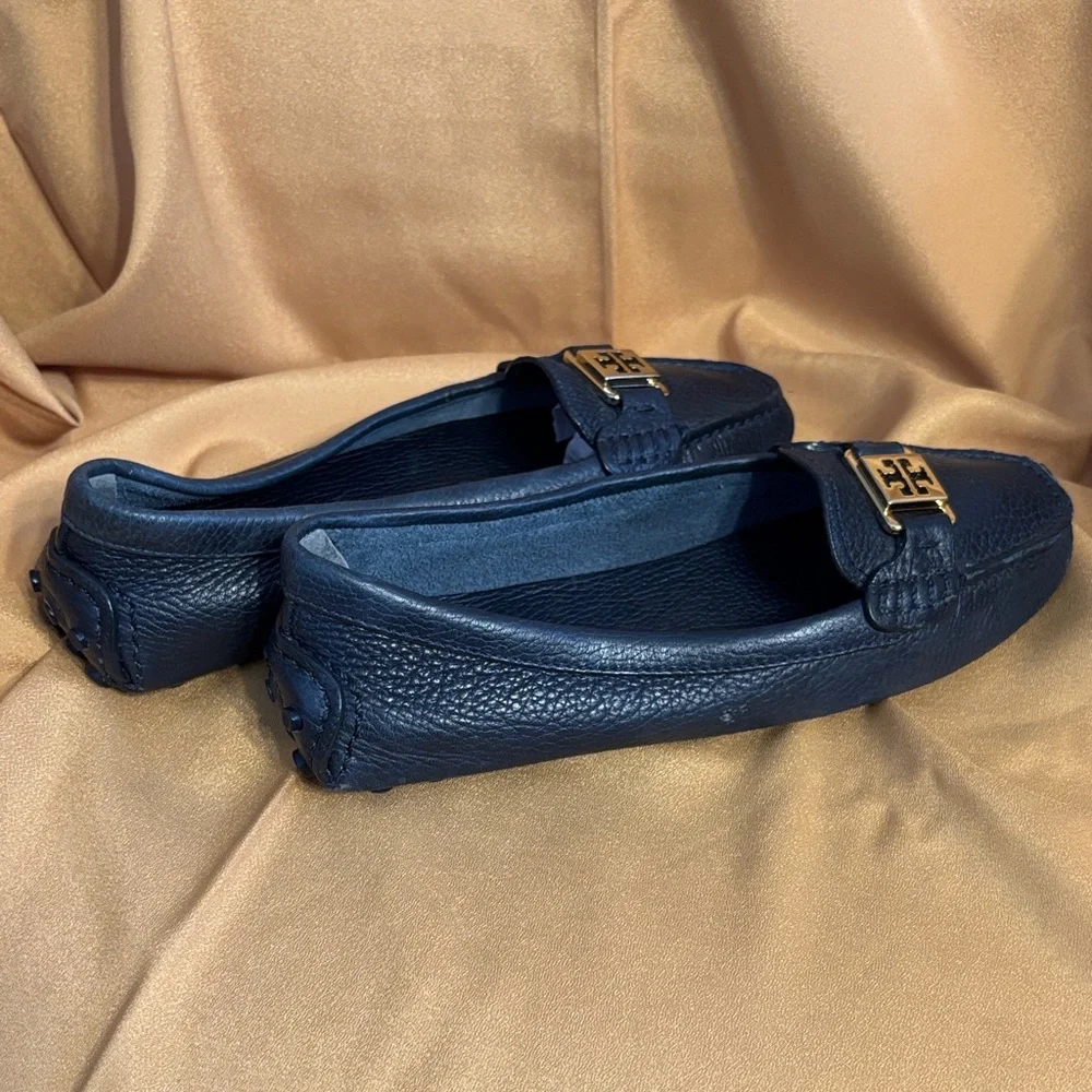 Tory Burch Navy Loafers with Gold Accent